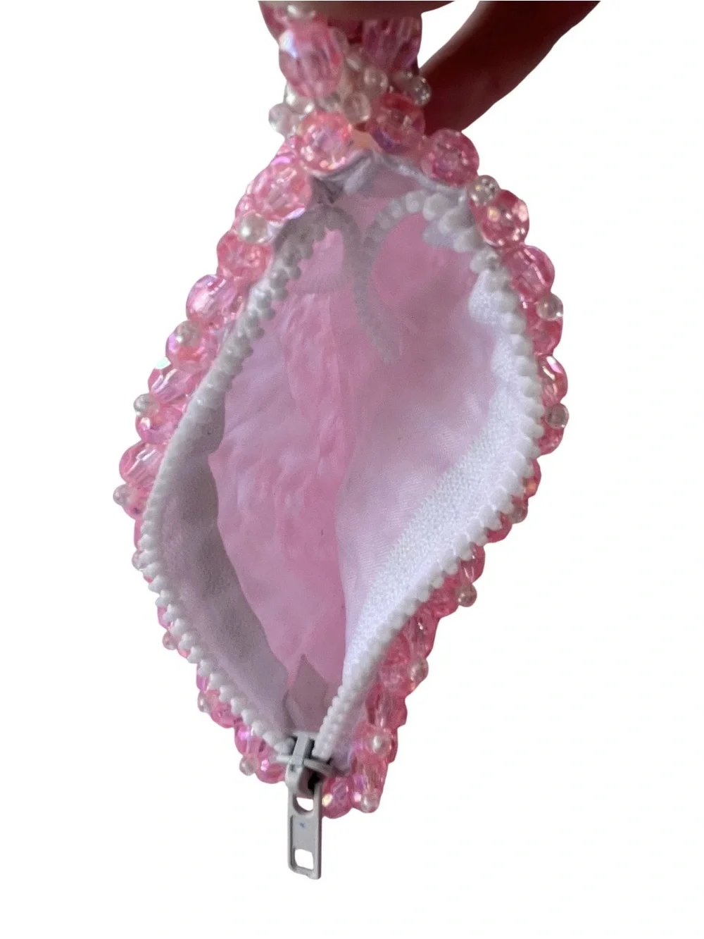 ✨ Gorgeous Handmade Shimmery Pink Crystal Beaded Mini Pouch/ Wristlet ✨